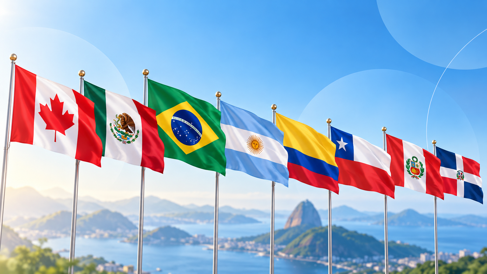 Selección representativa de banderas de América